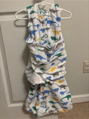 HALO Fleece Baby Sleepsack- White with Multicolor Dinosaurs